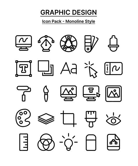 Premium Vector Monoline Graphic Design Icon Pack