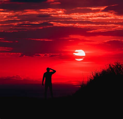 Silhouette Of Person Man Silhouette Sunset Hd Wallpaper Wallpaper