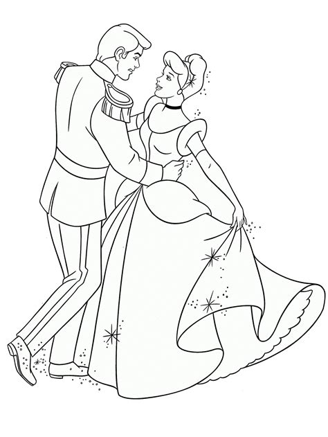 Cinderella And The Prince Coloring Book To Print And Online