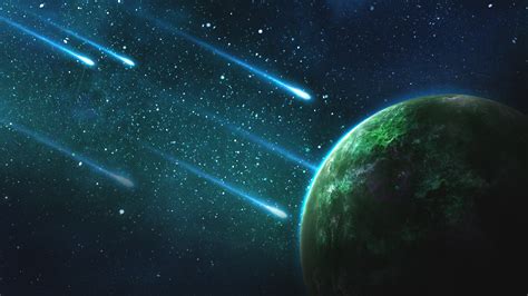 Comets Falling To An Green Exoplanet 4k Uhd Wallpaper