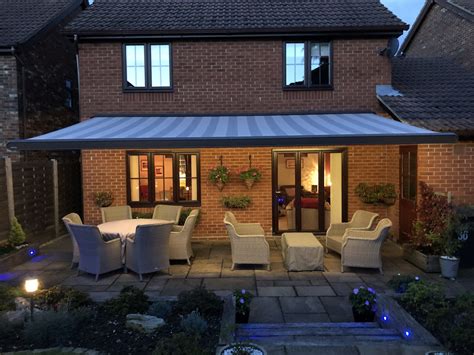 Large Electric Awning With Outdoor Lights Fitted In Southampton By