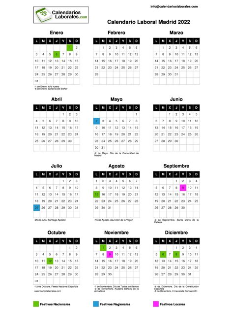 Calendario Laboral 2022 Ayuntamiento De Madrid 2022 Spain