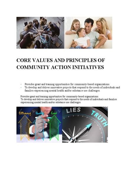 Core Values And Principles Of Community Action Initiatives Pdf