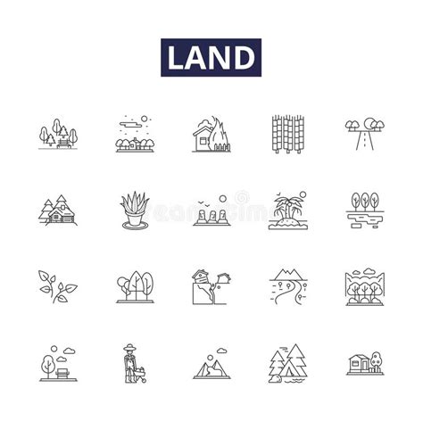 Land Line Vector Icons And Signs Ground Soil Acreage Terrain Area