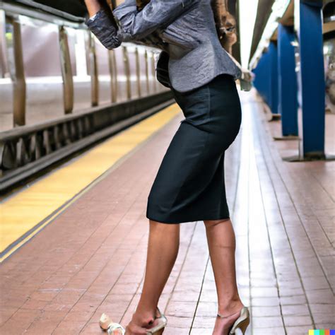 M × Dall·e Tired Woman Stands Embarrassed On The Subway Platform