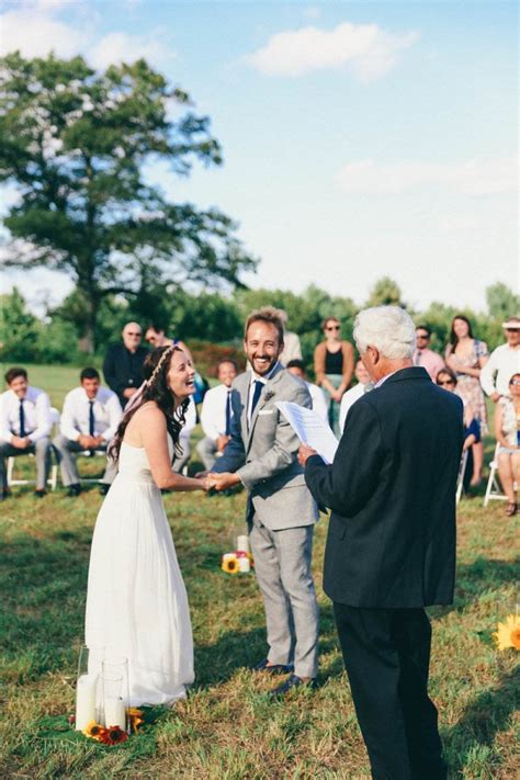 String lighting makes any outdoor wedding. Casual Backyard Wedding in Massachusetts | Junebug Weddings