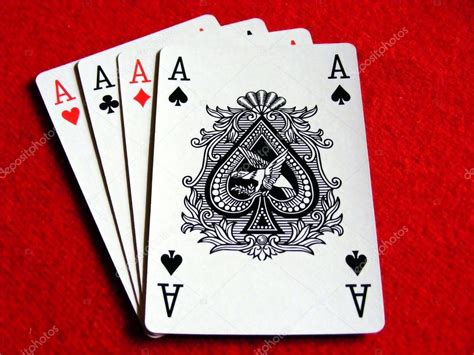 4 Aces Playing Cards On Red Felt Table — Stock Photo © Gcpics 4347376