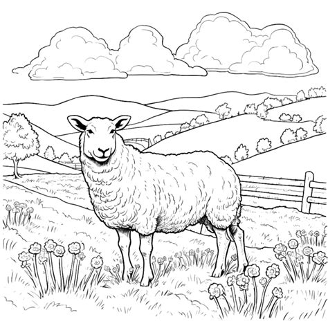 Wiese Schaf Ausmalbild Kostenlos Herunterladen