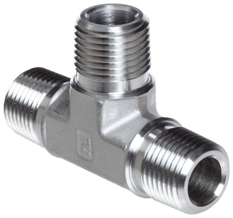Parker Stainless Steel 316 Pipe Fitting Tee 12 Npt Male Industrial