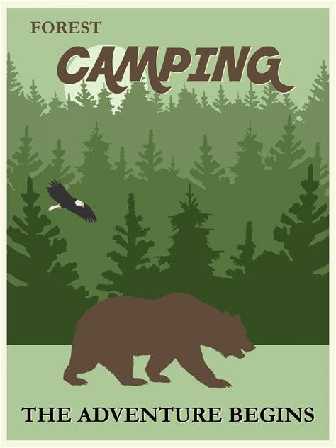 Vintage Forest Camping Poster Free Stock Photo Public Domain Pictures