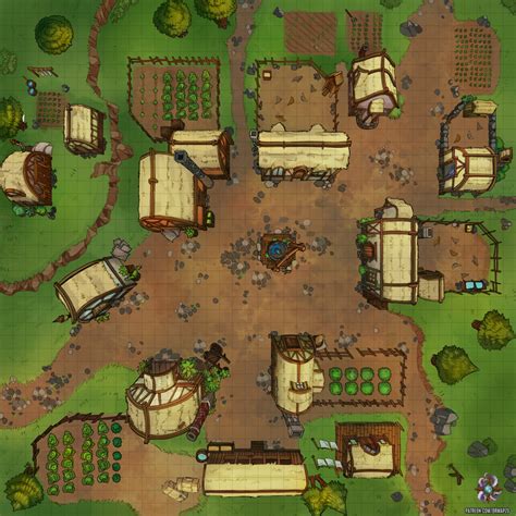 Small Farming Village Battle Map Dndmaps Tabletop Rpg Maps Fantasy
