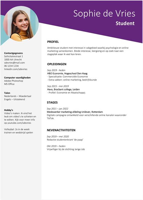 Voorbeeld Cv Templates Sjablonen In Word Format Inclusief Gratis My Hot Sex Picture