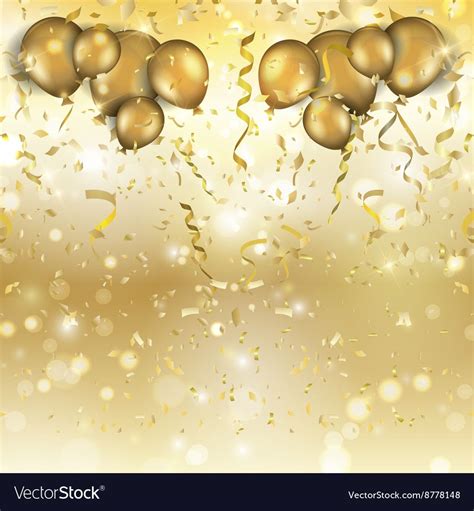 Gold Balloons And Confetti Background 0305 Vector Image On Vectorstock