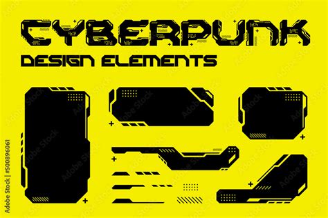 Cyberpunk Style Vector Design Elements HUD UI Pack Stock Vector