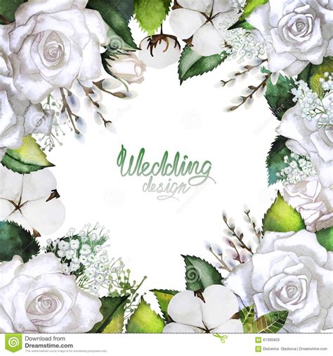 Wedding Card With White Floral Design Stock Illustration