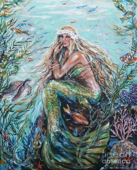 Sunshine Mermaid Study Painting By Linda Olsen Pixels