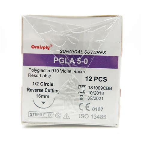 Absorbable Sutures Pgla 5 0 Polyglactin 910 Violet 45cm With Needles 1