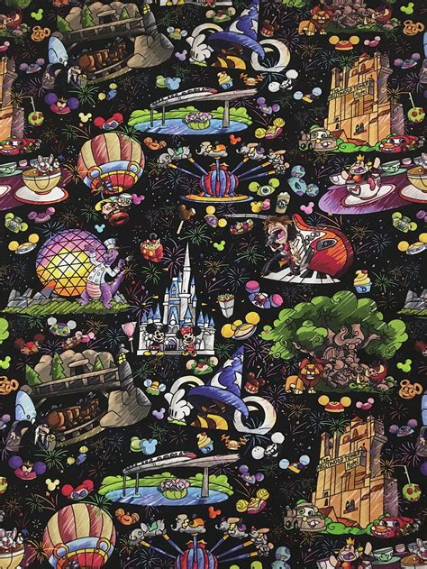 Disney Disney Fabric Walt Disney World Disneyland Disney Collage