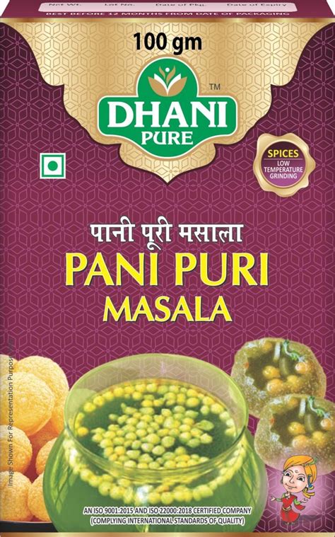 Dhani Pure Pani Puri Masala Packaging Size 100 G Packaging Type Box