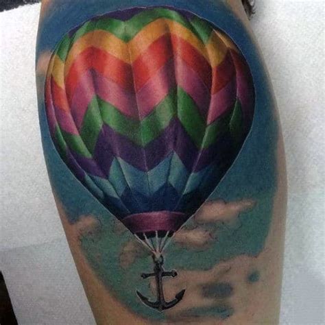 70 Hot Air Balloon Tattoo Designs For Men Basket Full Of Ideas