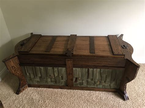 Custom Made Hope Chest Built From Reclaimed Oak Antique Hardware And