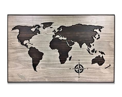 Carved Wooden World Map Wood Wall Art World Map Home Decor Etsy Art