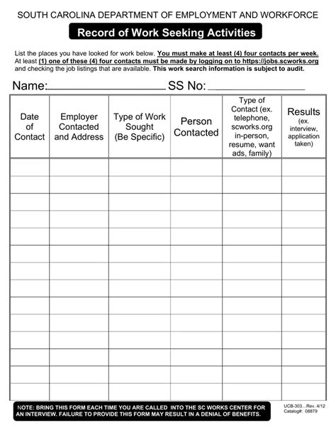Record Work Seeking Activities ≡ Fill Out Printable Pdf Forms Online
