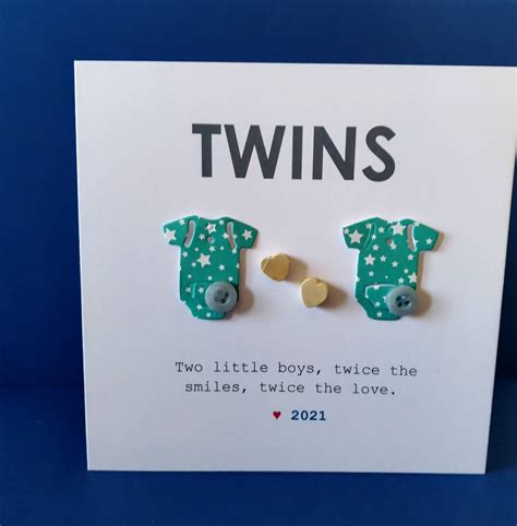 Twins Congratulations Card New Baby Twins Twin Boys Twin Etsy