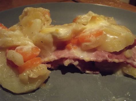 Gratin de pomme de terre carottes et jambon façon Weight Watchers