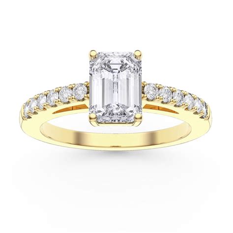 unity 1ct diamond emerald cut pave 18k yellow gold engagement ring jian london 18k gold rings