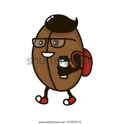 Hipster Coffee Bean Character Coffee Paper Stock Vector Royalty Free