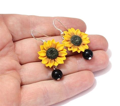 Sunflower Drop Earrings Yellow Flower Drop Earrings Jewelry Yellow