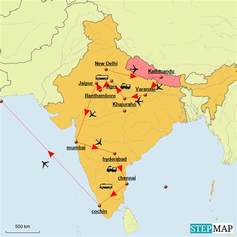 Stepmap Test India Nepal Map Landkarte Für India