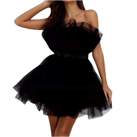 Tulle Dress For Women Strapless Poofy Prom Puffy Princess Mini Dress Cocktail Party Gown