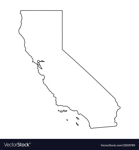 California Ca State Border Usa Map Outline Vector Image