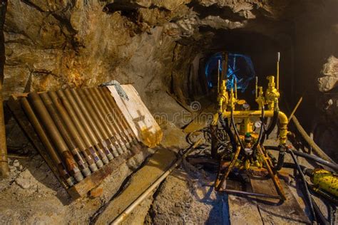 Underground Gold Mine Ore Drilling Machine Stock Photo Image Of