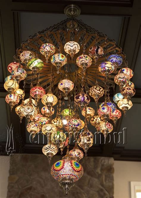 Mosaic Chandelier With 57 Globes Chandelier Mosaic Turkish Lamps