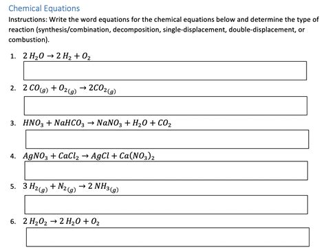 Solved Chemical Equations Instructions Write The Word