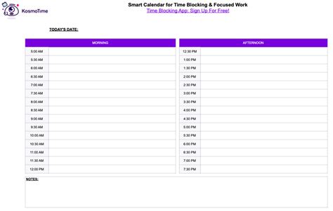Time Blocking Template Download Your Free Printable Planner Kosmotime