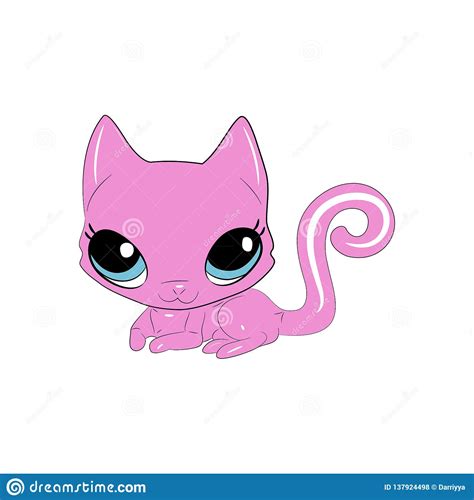 Cat Vector Illustration Cute Cartoon Animal With Big Eyes