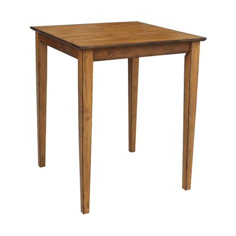 Solid Wood Counter Height Table With Shaker Legs In Pecan