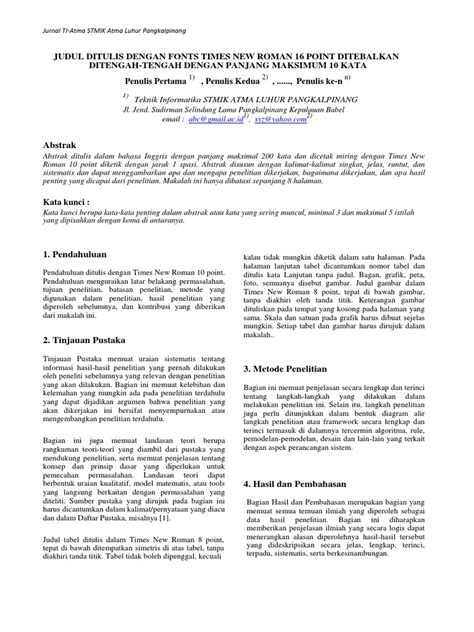 Contoh Aturan Penulisan Artikel Jurnal Ilmiah 34 Doc Sistematika Riset