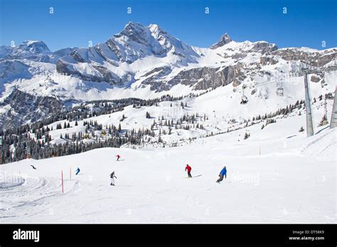 Winter In The Swiss Alps Braunwald Glarus Switzerland Stock Photo