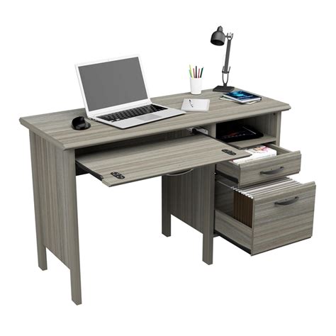 Inval 2 Drawer Engineered Wood Computer Desk In Gray Smoke Oak Cymax