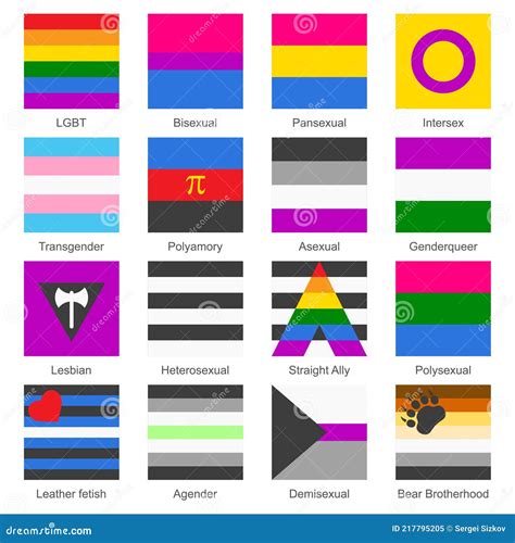 Sexual Identity LGBTQ Pride Flags Big Set Of Sexual Diversity LGBT