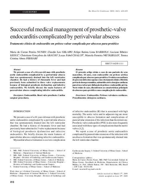 Pdf Successful Medical Management Of Prosthetic Valve Endocarditis