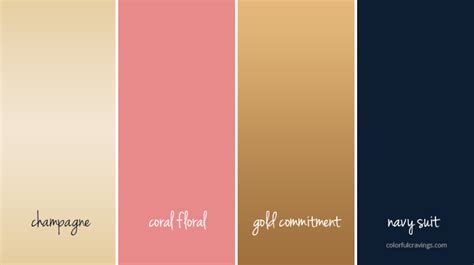 Four Different Color Palettes With The Words Champagne Gold And