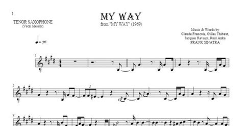 My Way Notes For Tenor Saxophone Melody Line Playyournotes