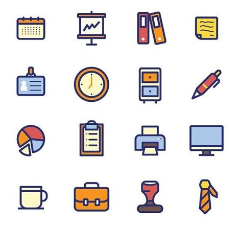 Free 20 Colored Office Icons Vector Titanui