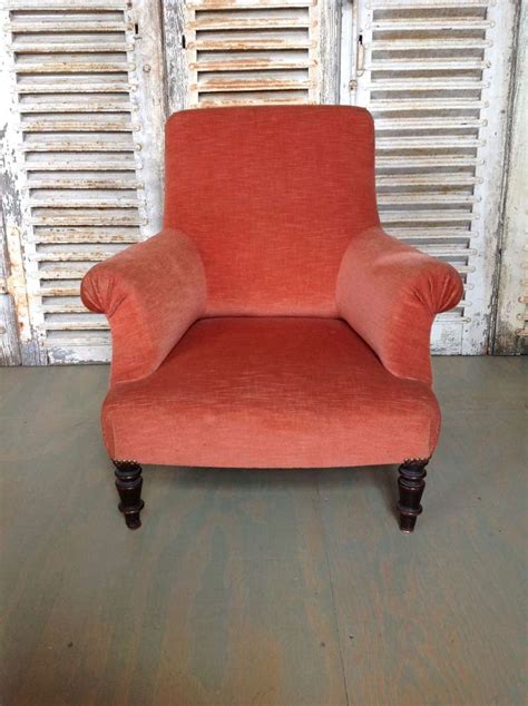 Shop armchairs at 1stdibs, a leading resource for antique and modern seating made in french. French Armchair in Salmon Colored Velvet at 1stdibs